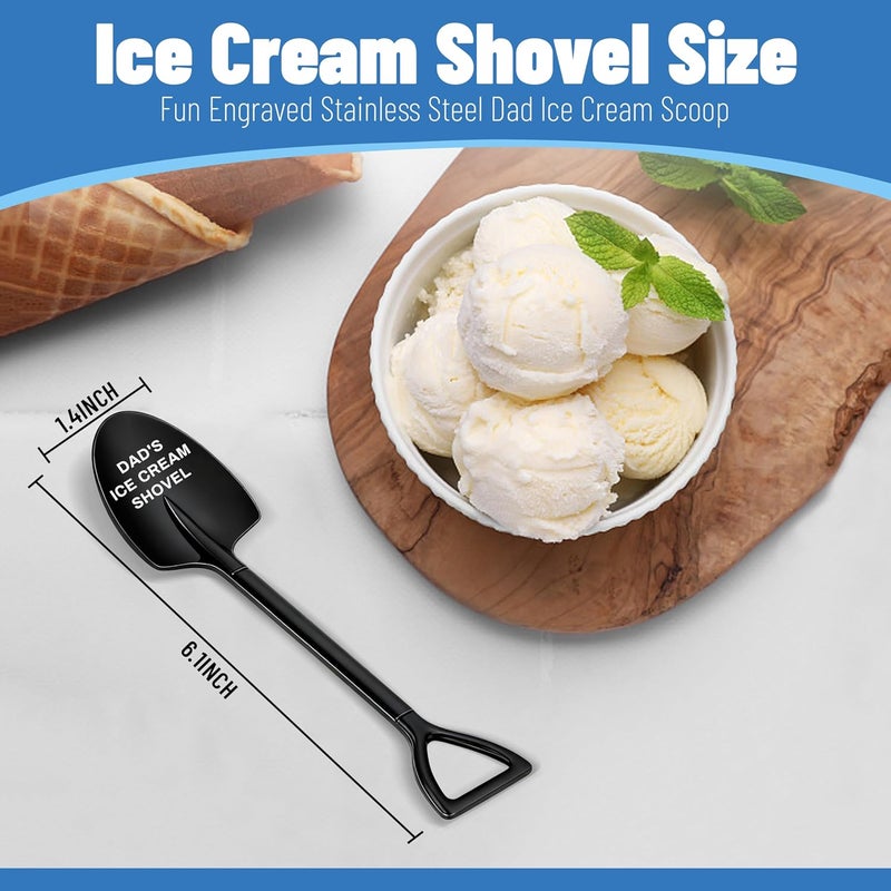 Chambom Gifts for Dad - Dad's Ice Cream Shovel, Father Presents, Stainless Steel Ice Cream Shovel for Christmas, Father's Day, Birthday Gifts from Daughter Son, Stocking Stuffers for Men - Black - Image 2